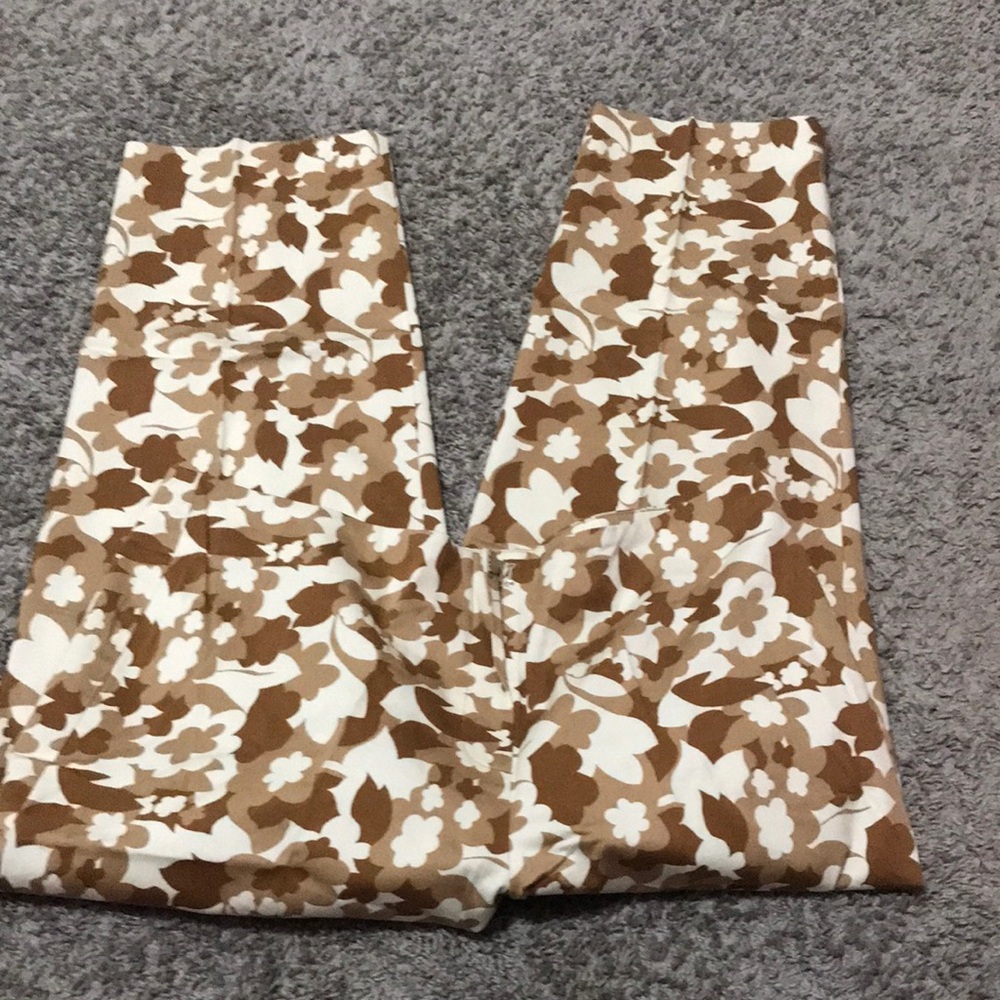 Floral Brown and White Pants
